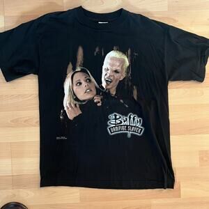Rare 1998 Buffy the Vampire Slayer T-Shirt Buffy & Spike Blue Grape VTG Sz L NOS